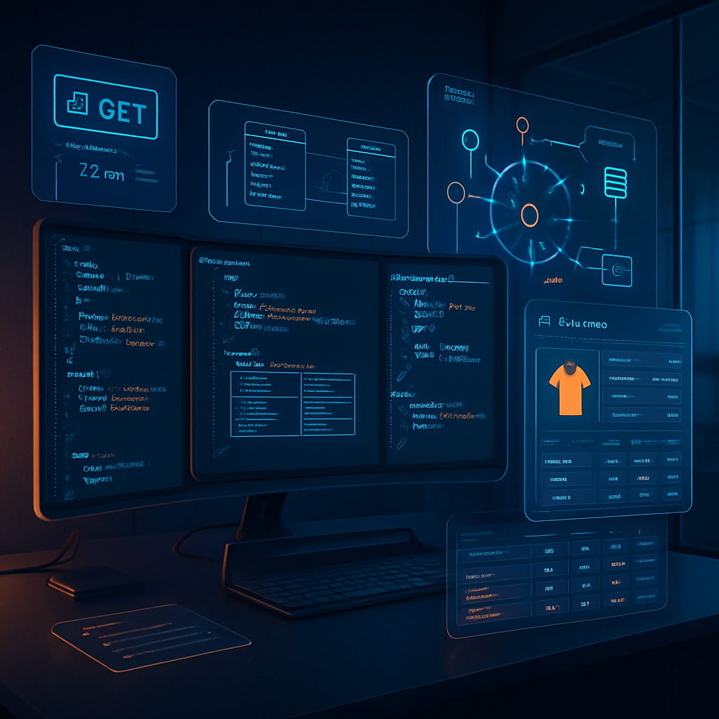 Écrans d'ordinateur affichant des interfaces de gestion de serveur PrestaShop MCP.