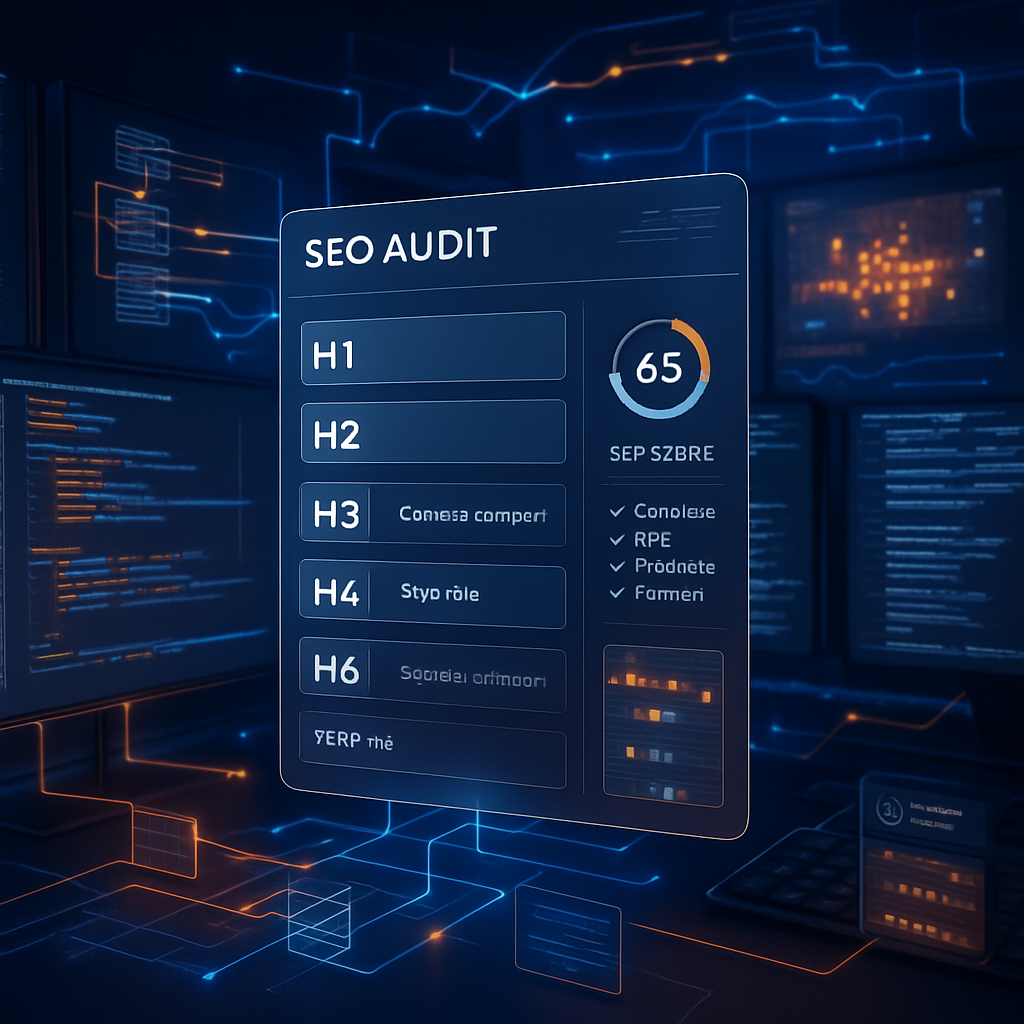 Tableau d'audit SEO affichant l'analyse des balises H1-H6.