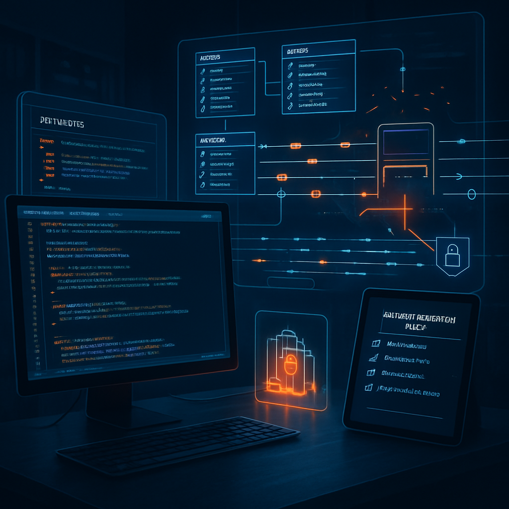Écrans affichant des codes et graphiques de sécurité informatique pour PrestaShop.