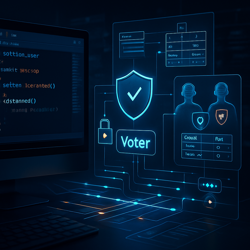 Interface graphique de sécurité montrant un processus d'authentification avec des icônes et des schémas.