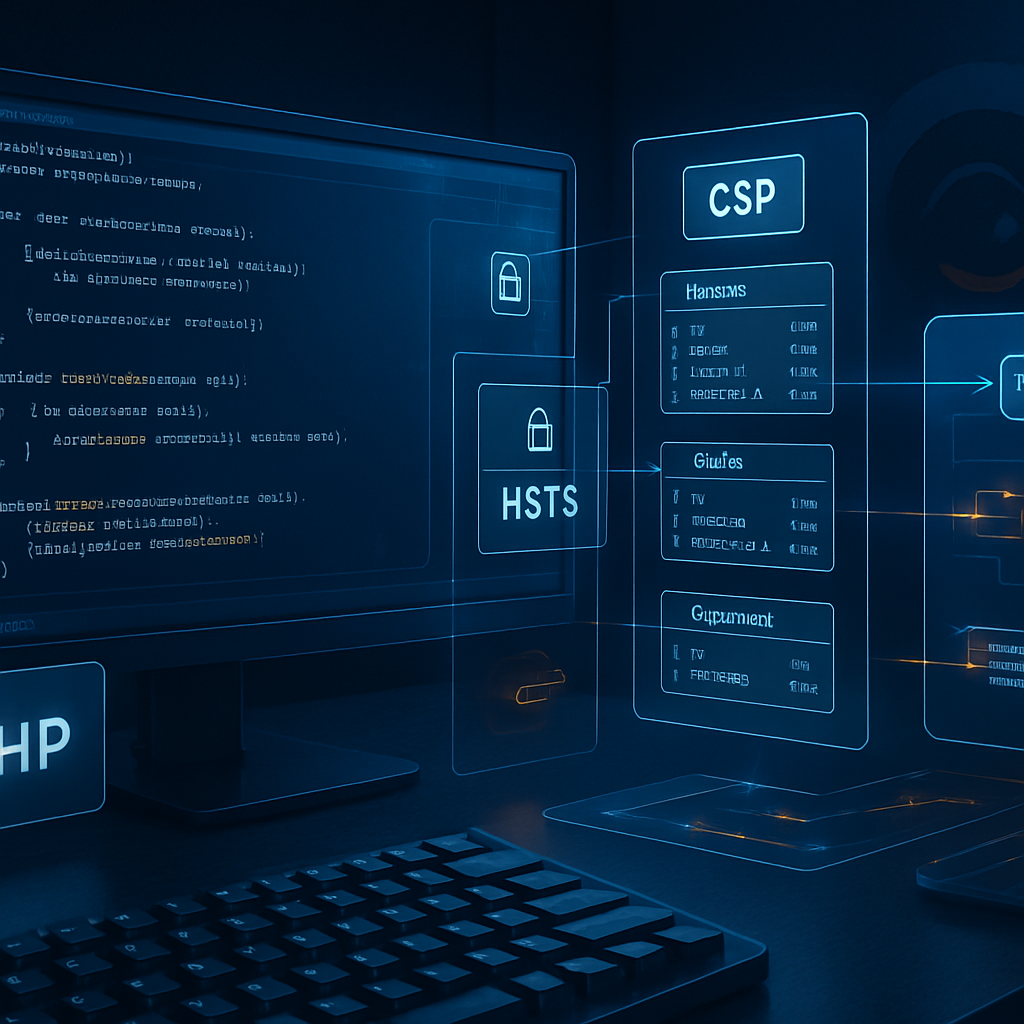 Interface utilisateur illustrant les concepts de sécurité HTTP avec CSP et HSTS.