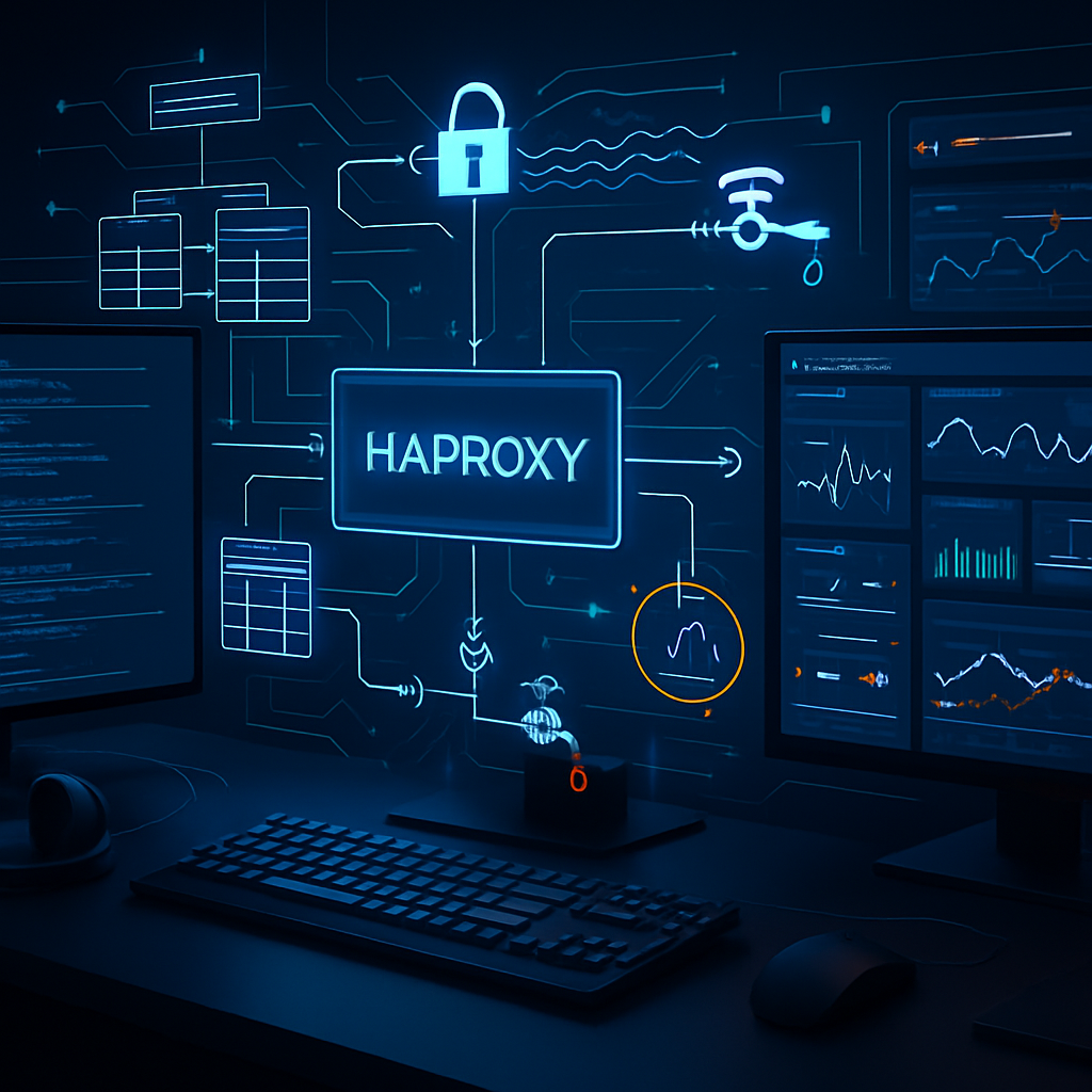 Interface de gestion réseau avec HAProxy et divers graphiques.