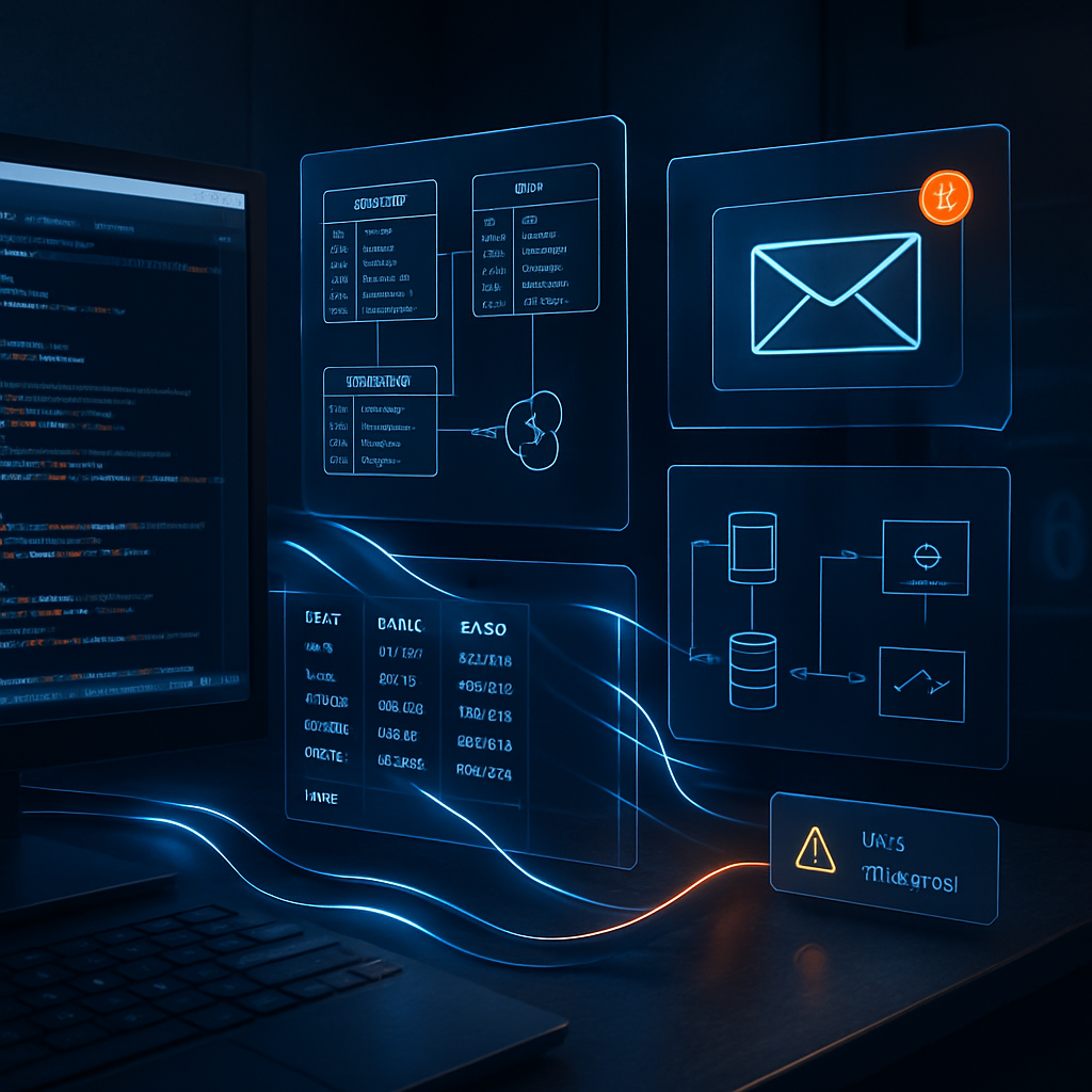 Affichage numérique de la surveillance des erreurs avec logs et alertes e-mail.