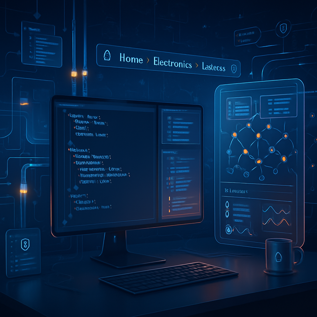 Écran d'ordinateur avec code et diagrammes liés au SEO.