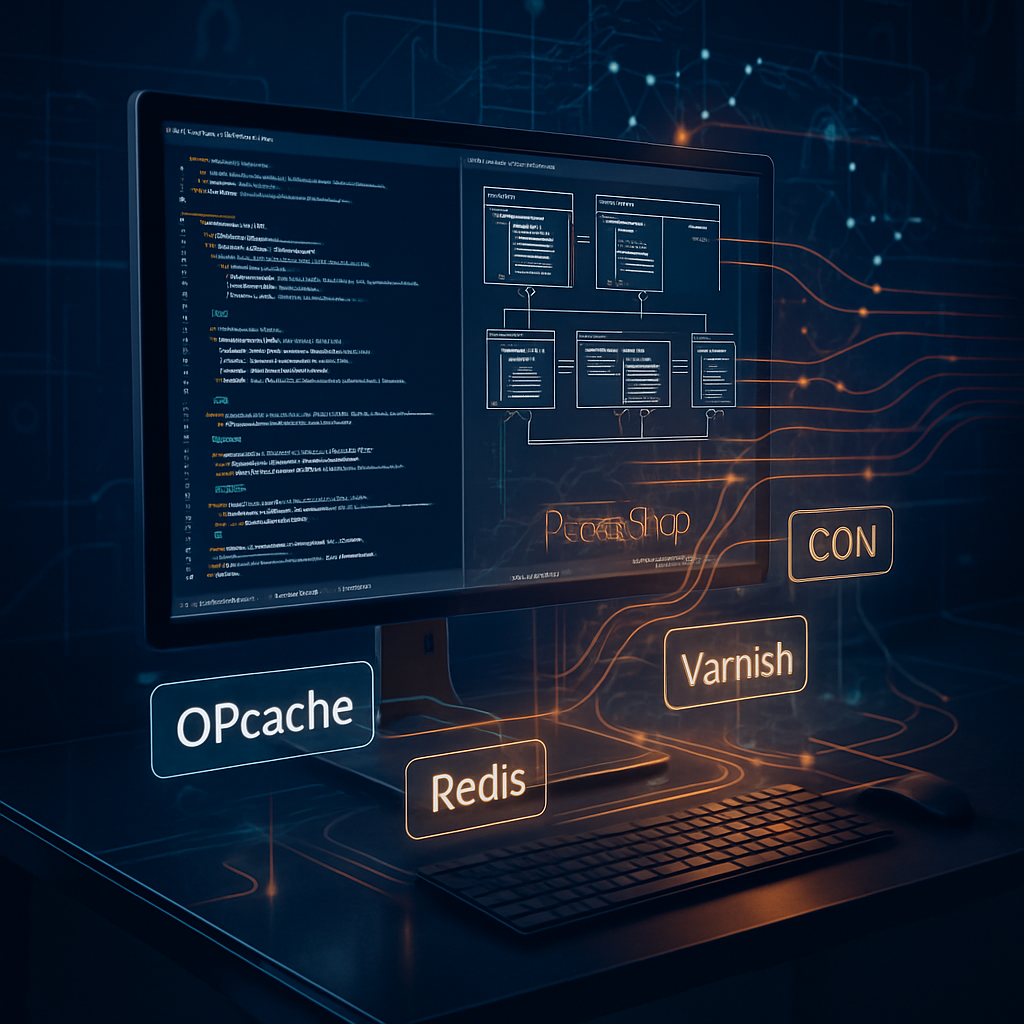 Cache PrestaShop : stratégie 2026 OPcache, Redis, Varnish et CDN